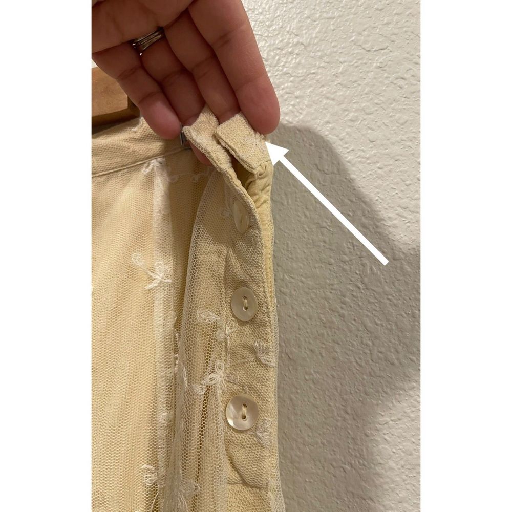 APRIL CORNELL FOR CORNELL STRAW Beige White Embroidered Button Down Long Skirt - Picture 3 of 4